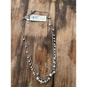 FOSSIL VINTAGE SILVER‎ TONE FACETED BARREL BEAD NECKLACE